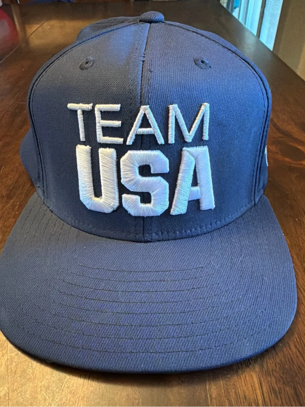USA Olympic Team Apparel Adjustable Snap Back Hat Cap TEAM USA Navy Flag Rings